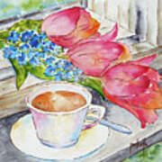 Tulips On The Windowsill Art Print