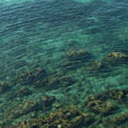 Turquoise Sea Water In A Rocky Cove 1, Mediterranean Sea Art Print