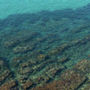Turquoise Sea Water In A Rocky Cove 2, Mediterranean Sea Art Print