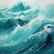 Turquoise Splashes - Beach Waves Art Art Print