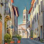 Tuscan Hill Town Of San Quirico D'orcia, Painterly Art Print