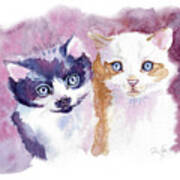 Two Kittens Watercolour Art Print