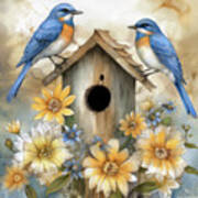 Two Lovely Bluebirds Art Print