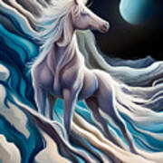 Unicorn On The Moon Art Print