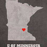 University Of Minnesota Twin Cities Minneapolis Minnesota Founded Date Heart Map Art Print
