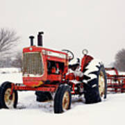 Until The Next Hay -  Allis Chalmers D17 With Hayrake In Wintry Wi Field Art Print