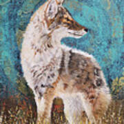 Utah Desert Coyote - Abstract Realism Animal Art Art Print