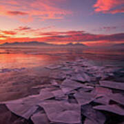 Utah Lake Ice Sunrise Art Print