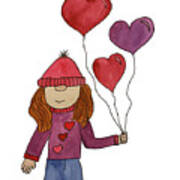 Valentine's Day Girl Gnome Art Print