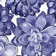 Very Peri Purple Blue Succulent Plants Garden Watercolor Interior Art Viii Art Print