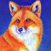 Vibrant Flame - Colorful Red Fox Art Print