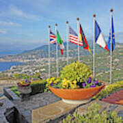 View Of Sorrento With Flags Art Print