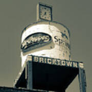 Vintage Bricktown Water Tower In Sepia - Oklahoma City Art Print