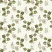 Vintage Linden Tree Boho Botanical Pattern On Soft Warm White N.0571 Art Print