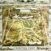 Vintage Map Central Park New York City 1863 Art Print