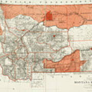 Vintage Map State Of Montana 1887 Art Print