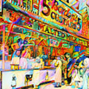 Vintage New York Coney Island In Vibrant Whimsical Colors 20200720v2 Art Print