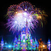 Walt Disney World's 50th Anniversary Fireworks Extravaganza Art Print