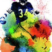 Walter Payton Watercolor I Art Print