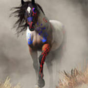 War Horse In The Fog Art Print
