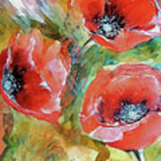 Warm Windy Poppy Watercolour Art Print