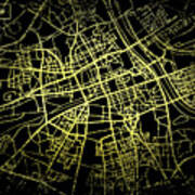Warsaw Map In Gold And Black Art Print