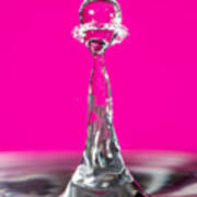 Water Drips On A Pink Backdrop Art Print