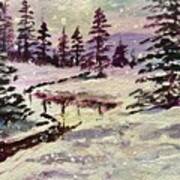 Watercolor And Gouache Snowscape Art Print