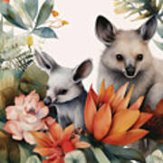 Watercolor Composition With Australian Animals And Natural Eleme Art Print