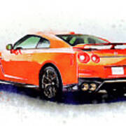 Watercolor Nissan Gt-r - Oryginal Artwork By Vart. Art Print