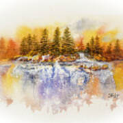 Watercolor Waterfall Art Print