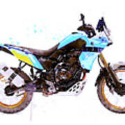 Watercolor Yamaha Tenere 700 Motorcycle - Oryginal Artwork By Vart. Art Print