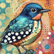 Whimsical Spring Bluebird Art Print