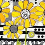 Whimsical Yellow Daisies Art Print