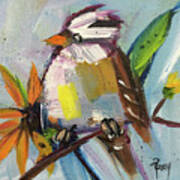 White Crowned Sparrow On A Sunflower Art Print