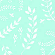 White Leaves Pattern #5 #mint #drawing #decor #art Art Print