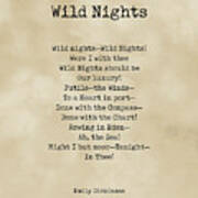 Wild Nights - Emily Dickinson Poem - Literature - Typewriter Print On Old Paper Art Print