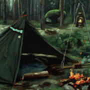Bushcraft Wilderness Painting N67 Art Print