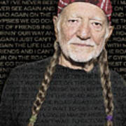 Willie Nelson And On The Road Again Lyrics Art Print