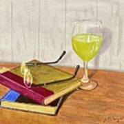 Wine And A Good Book Art Print