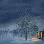 Winter - Cabin In The Woods Art Print