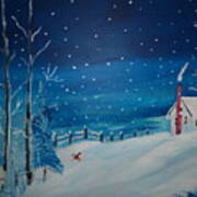 Winter Lighthouse Moment Painting # 129 Art Print