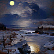 Winter Night Reflection Art Print