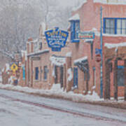 Winter Scene Downtown Taos Art Print