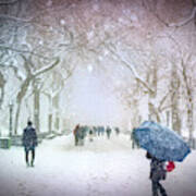 Winter Walk In Central Park - Dwp3772616 Art Print
