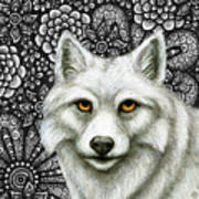 Winter Wolf Tapestry Art Print