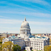 Wisconsin, Madison, Capitol With Blue Sky Art Print