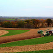 Wiscontours - Corn Harvest On The Driftless Prairie Of Sw Wisconsin Art Print