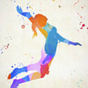 Woman Volleyball Player Color Splash Art Print