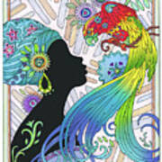 Woman With Parrot Art Print